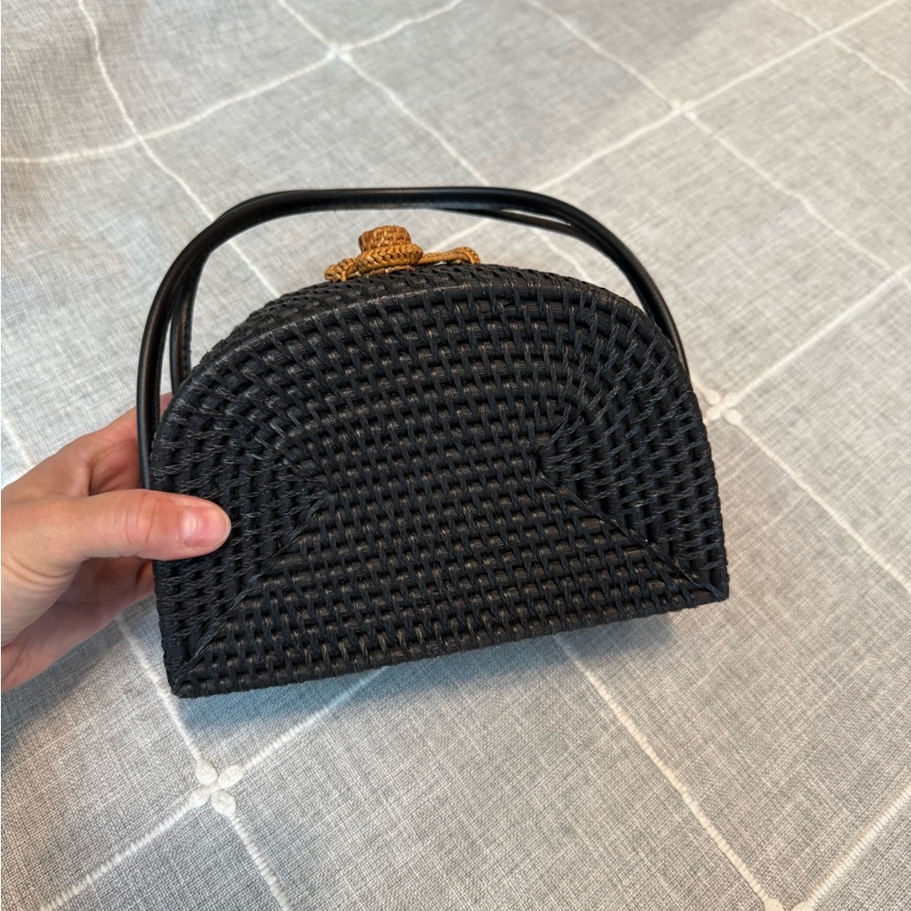 Anthropologie Black Basket Bag - Picture 3 of 5